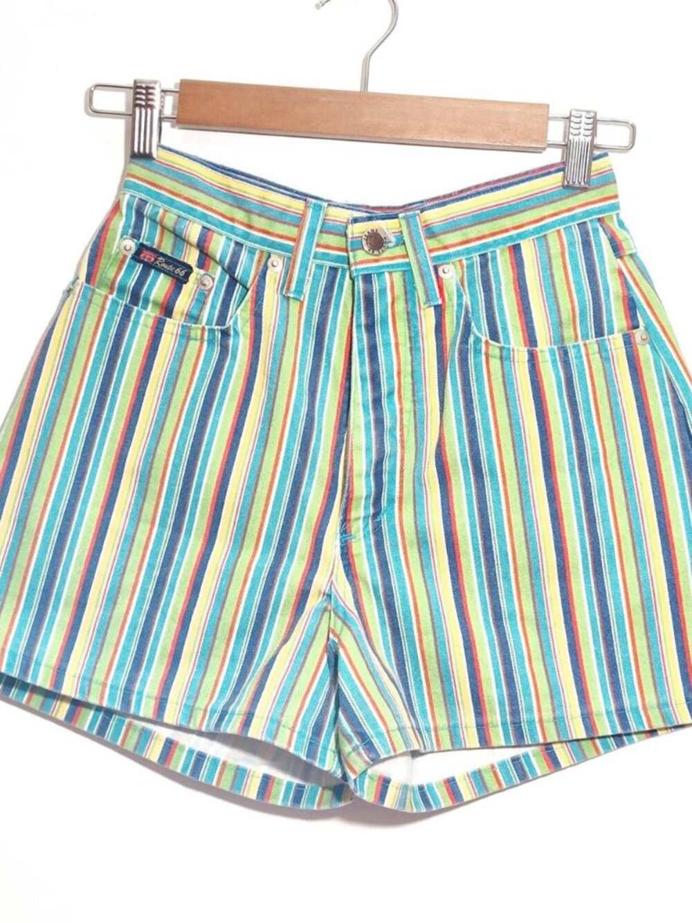 Vintage 90s Striped Denim Shorts from Route 66 XS